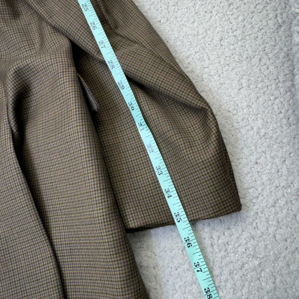 Burberry London Kensington Blazer Mens 46R Brown Houndstooth Wool Sport Coat USA